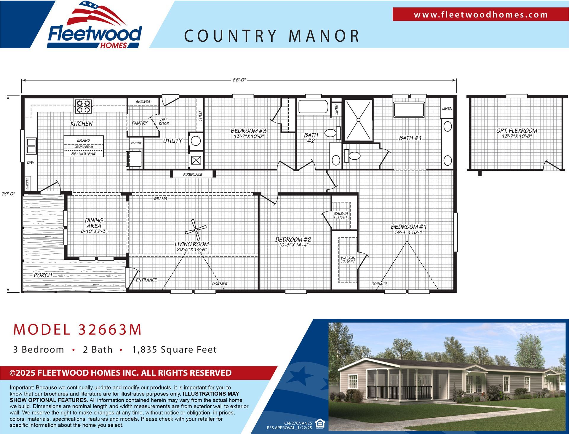 32x66 Country Manor floor plan