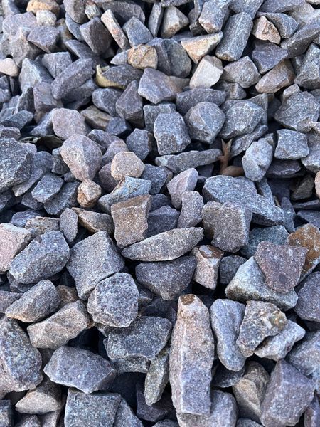 Pile of blue and tan gravel.