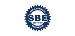 SBE Certified Small Business Enterprise blue seal logo on white background