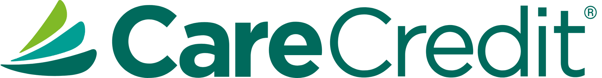 CareCredit logo in green and blue with a stylized leaf icon