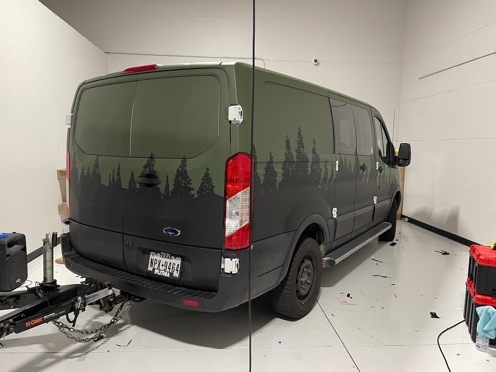 black and green van custom vehicle wrap