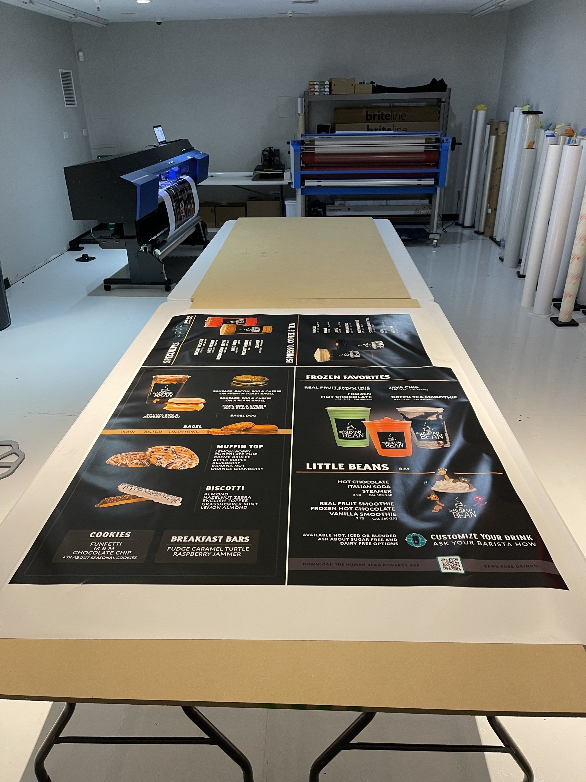 menu print laid on a table