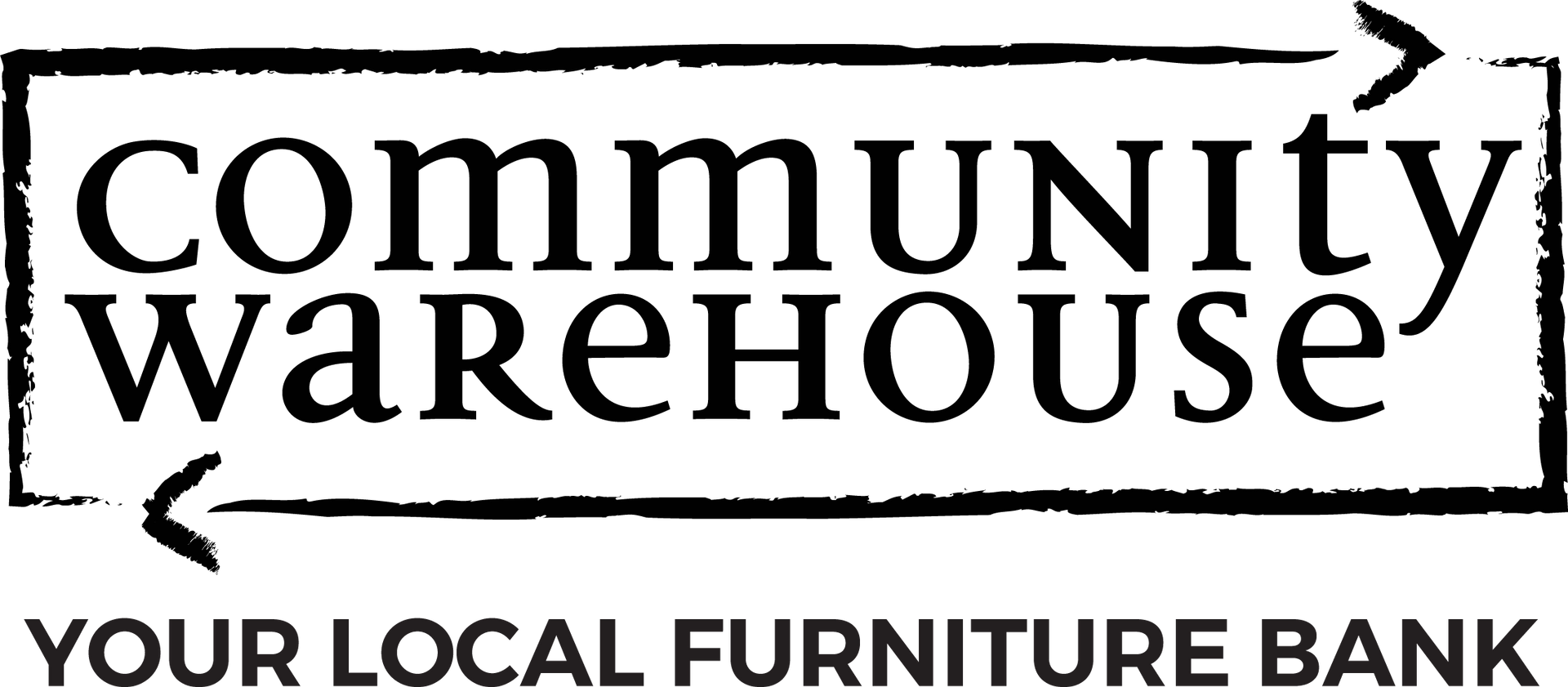 Community Warehouse logo with arrows and tagline “Your local furniture bank”