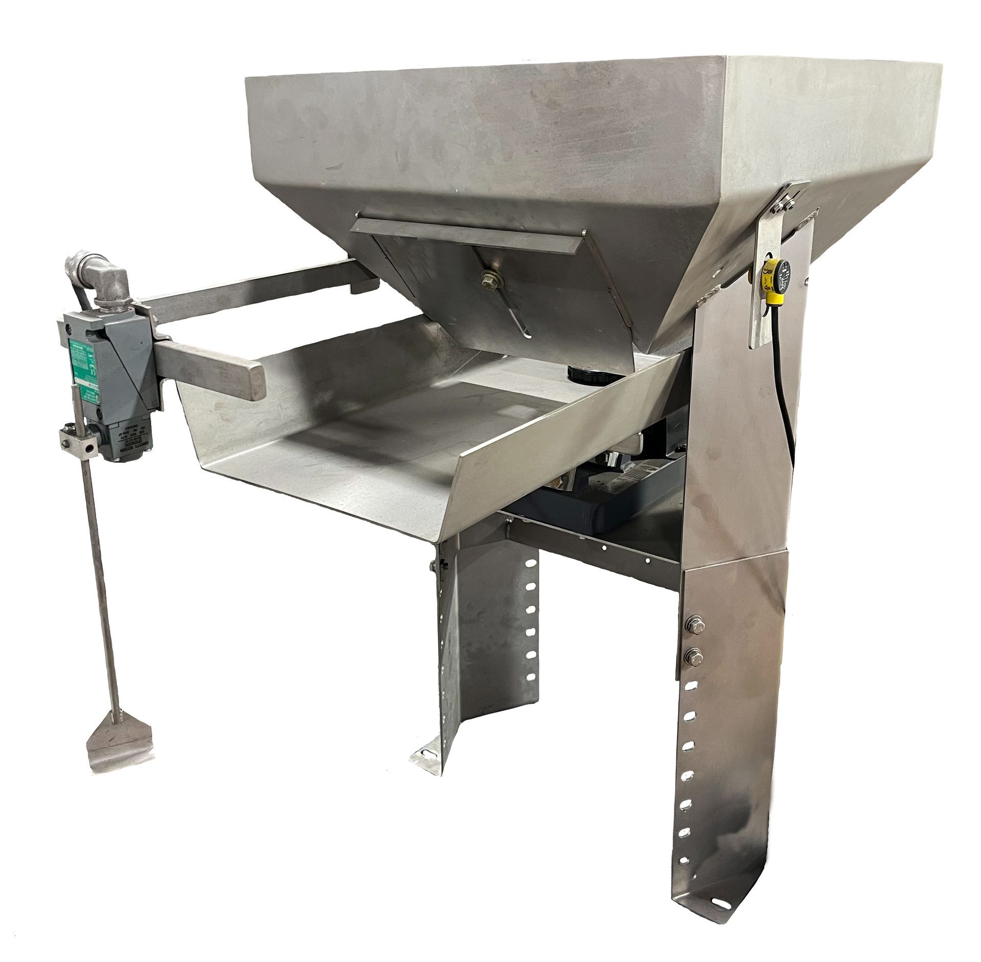 A stainless steel machine with a mixer attached to it.