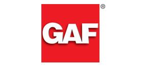The GAF company logo features the white, bold text 