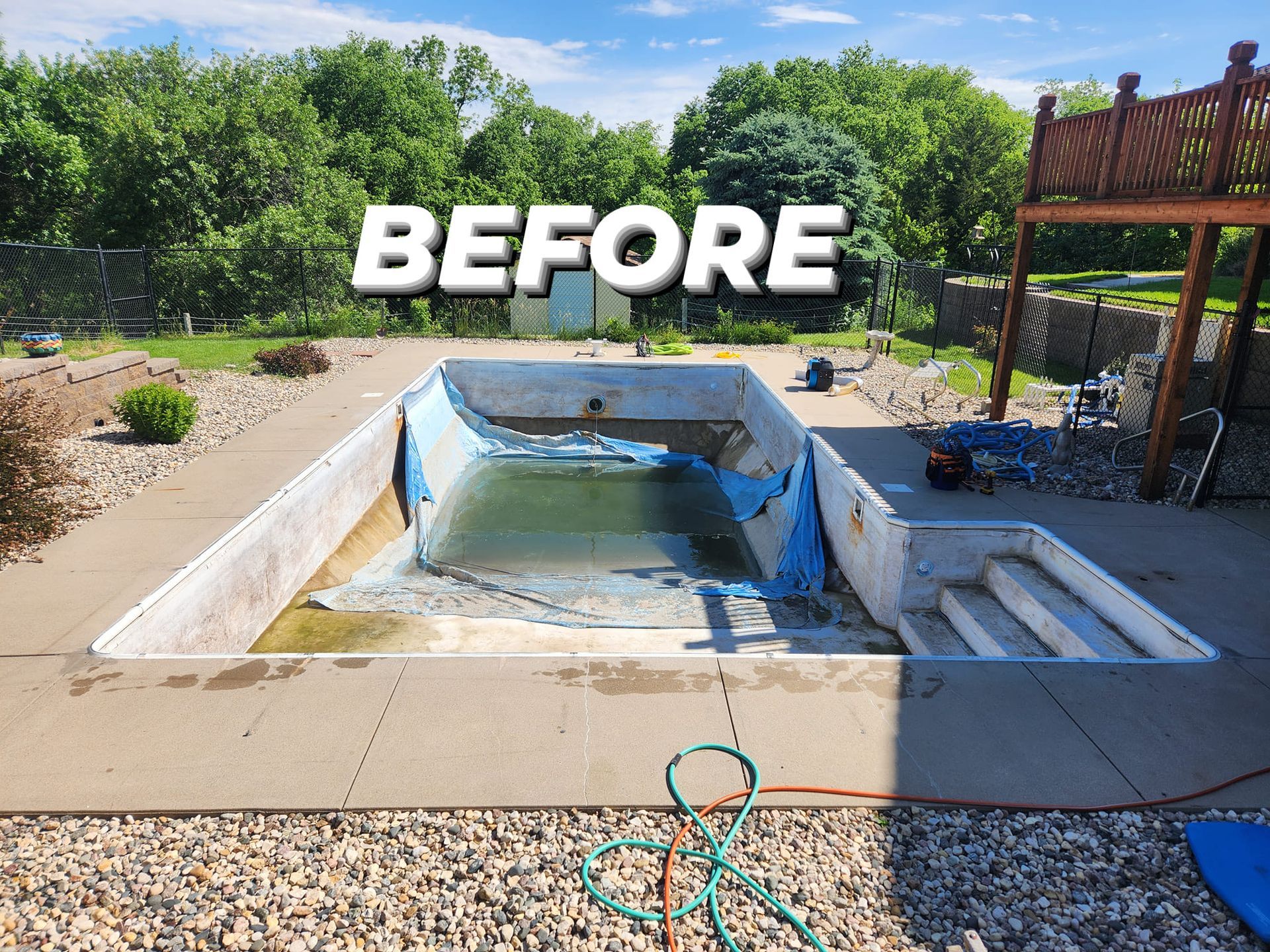 A picture of a swimming pool before being built.