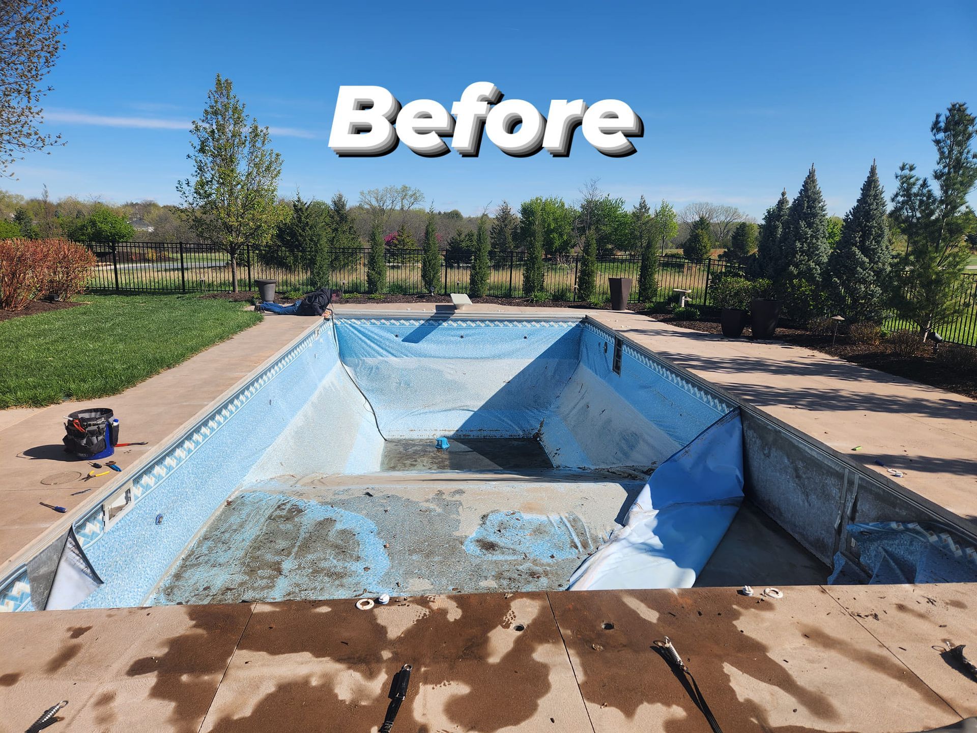 A picture of a swimming pool before being filled with water