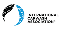 Logo of the International Carwash Association with a black and blue globe.