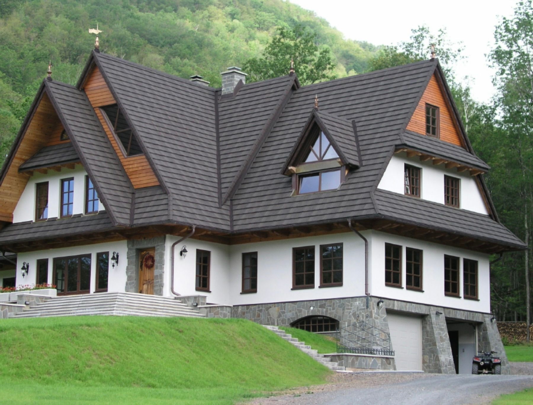 A large house with an Ironstone roof.