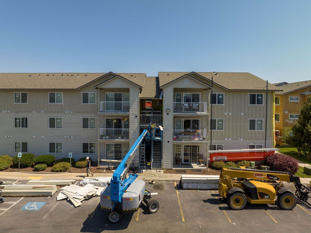 An aerial view of a large apartment building under construction #2