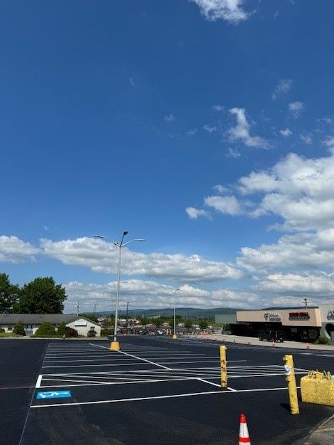 a newly paved parking lot