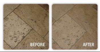 Tumbled Travertine Floor Cleaning Result