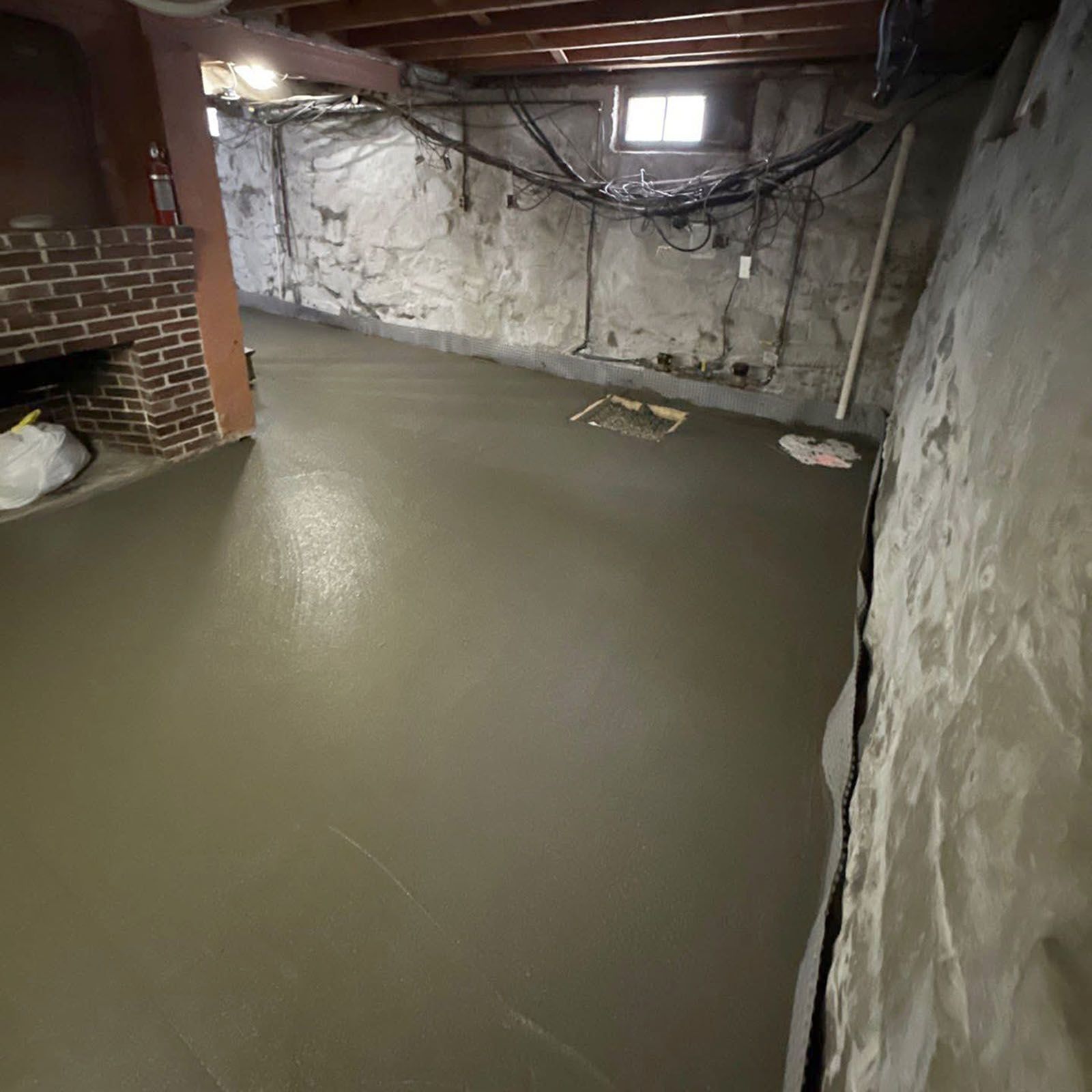 Basement with new concrete floor