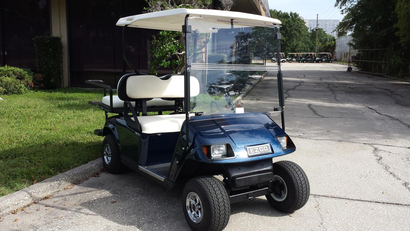 Blue golf cart