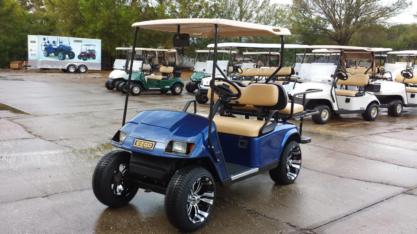 Royal blue golf cart