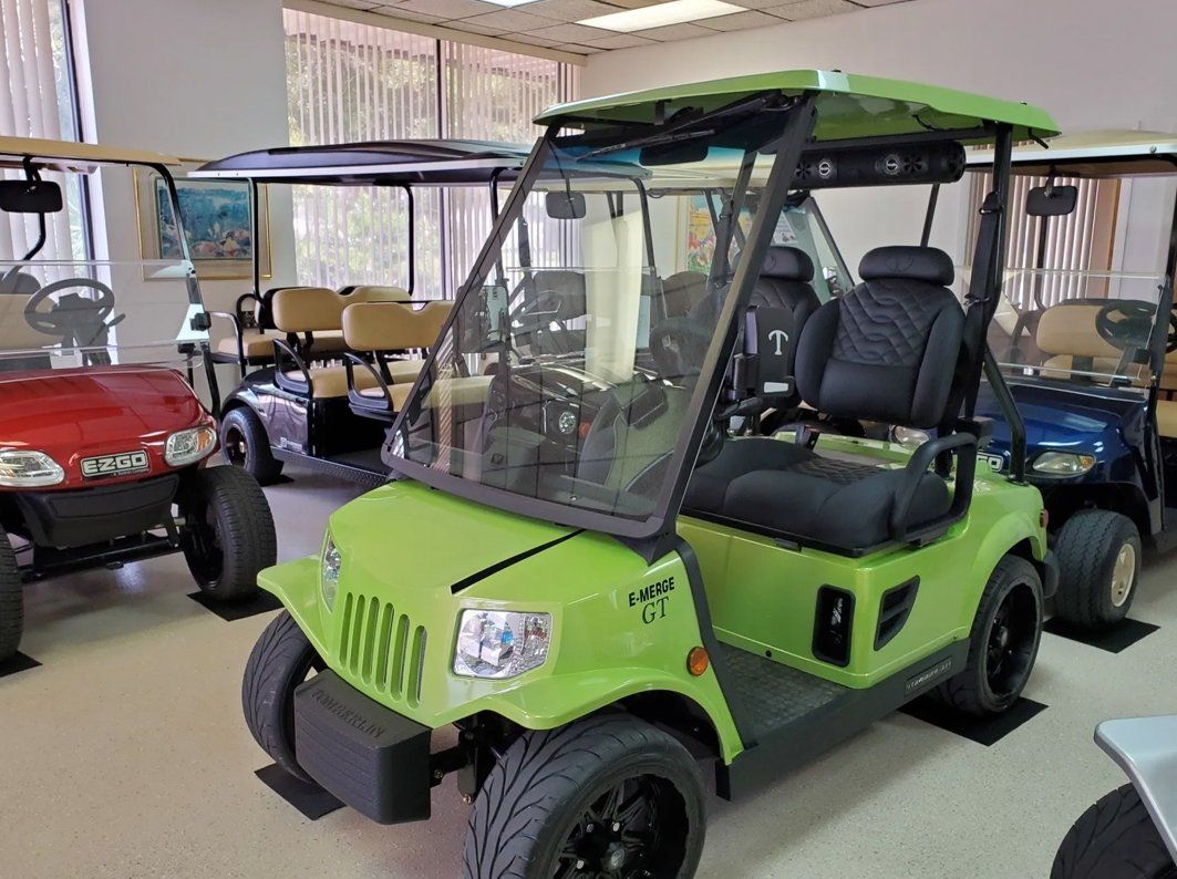 Green golf cart