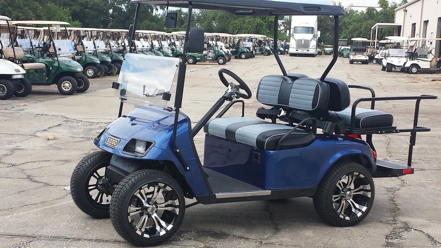Blue golf cart