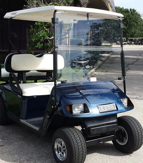 Blue golf cart