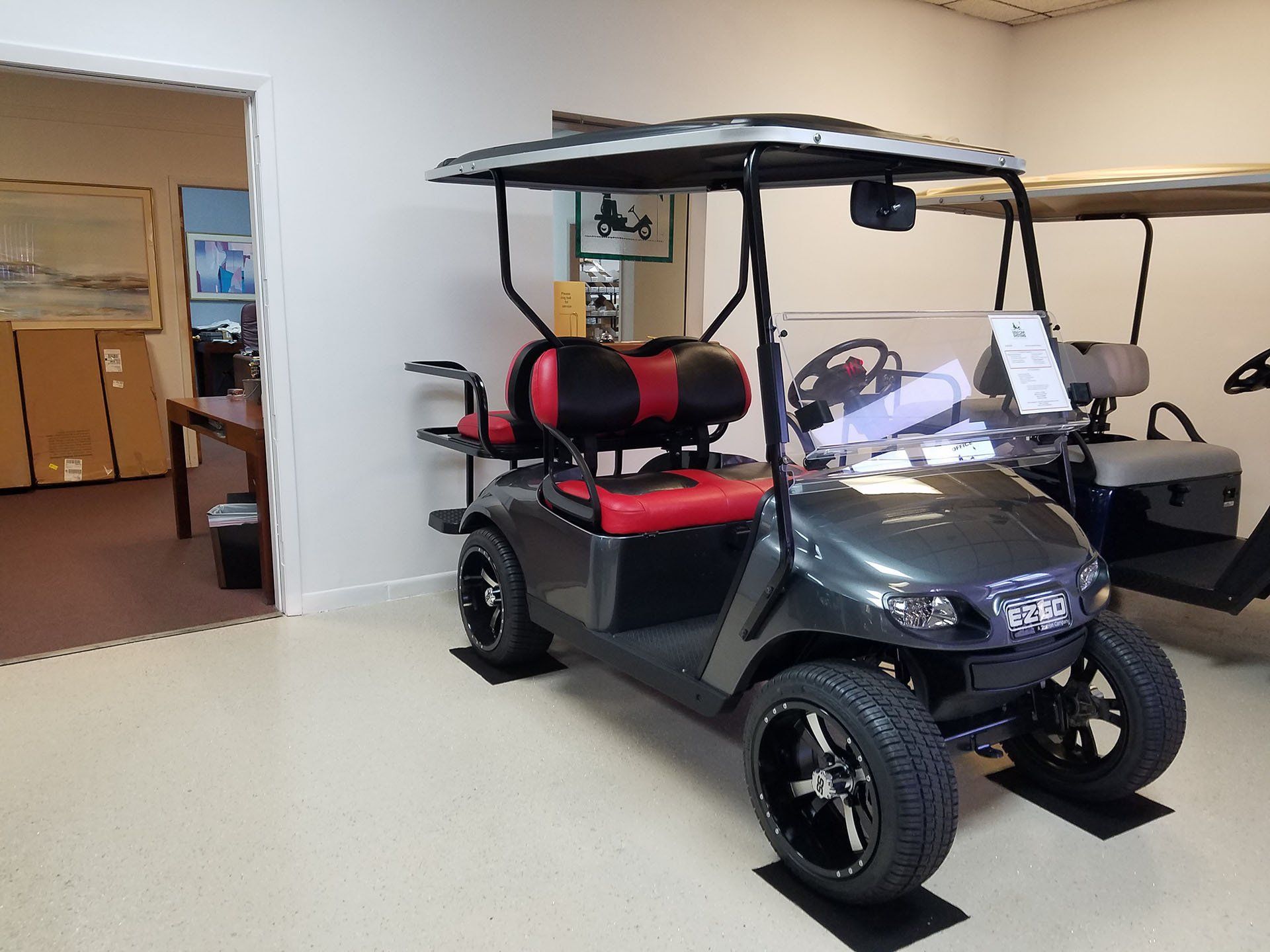 dark gray golf cart