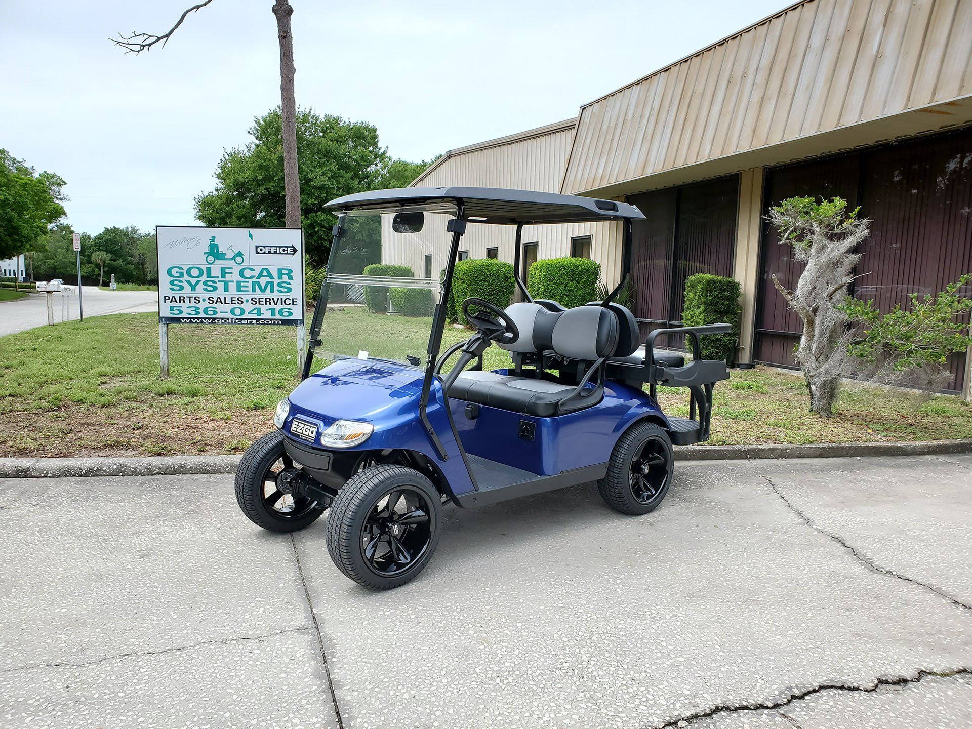 blue golf cart