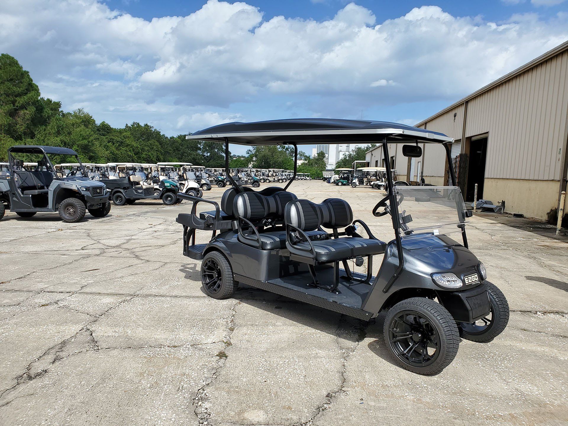 dark gray golf cart