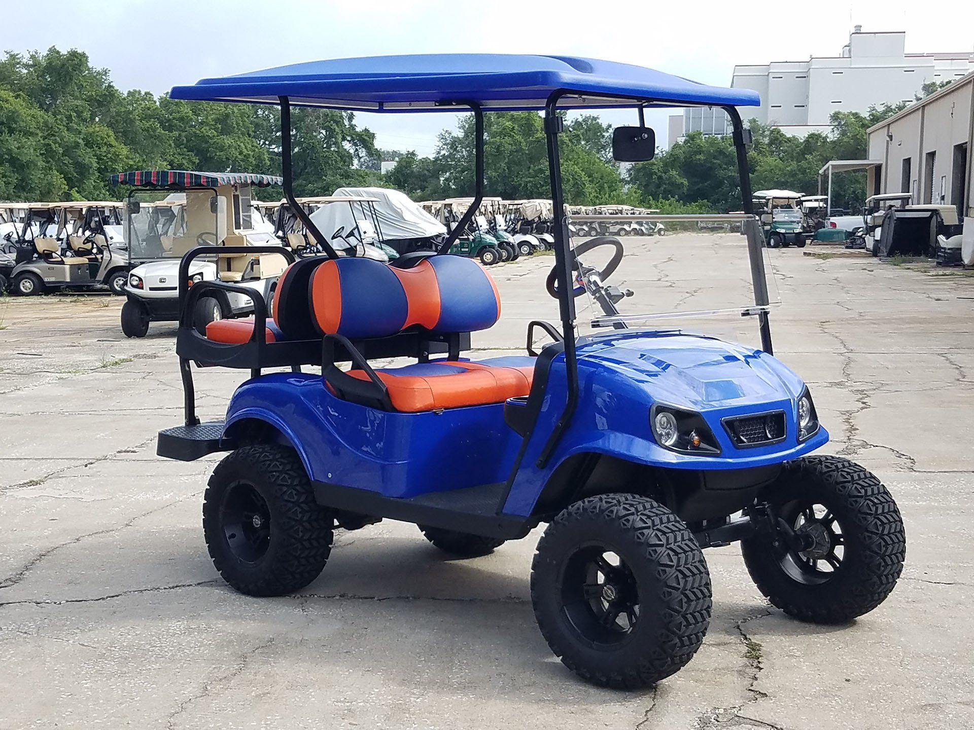 blue golf cart