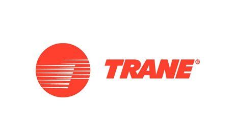 The logo for trane is a red circle with a sun in the middle.