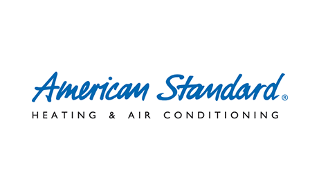 The logo for american standard heating and air conditioning is blue and white.