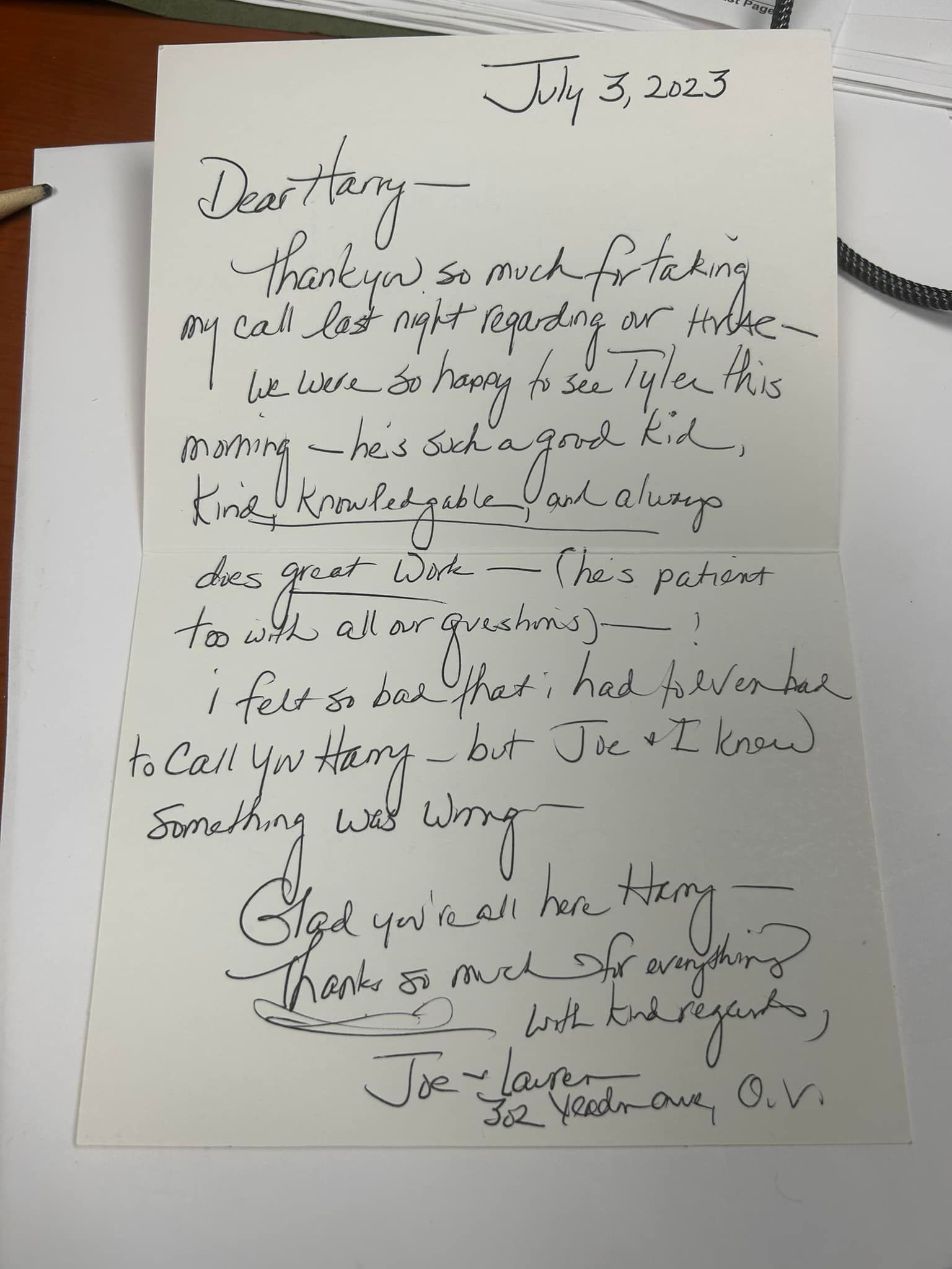 thank you letter