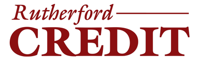 Rutherford Credit logo in red serif text on a white background