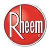 The rheem logo is in a red circle on a white background.