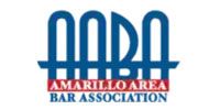 Amarillo Area Bar Association logo in blue and red text on a white background