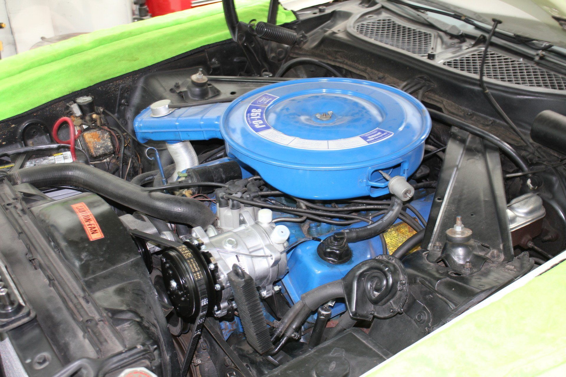 under the hood, engine of classic car