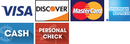 Visa | Discover | MasterCard | American Express | Cash | Personal Check