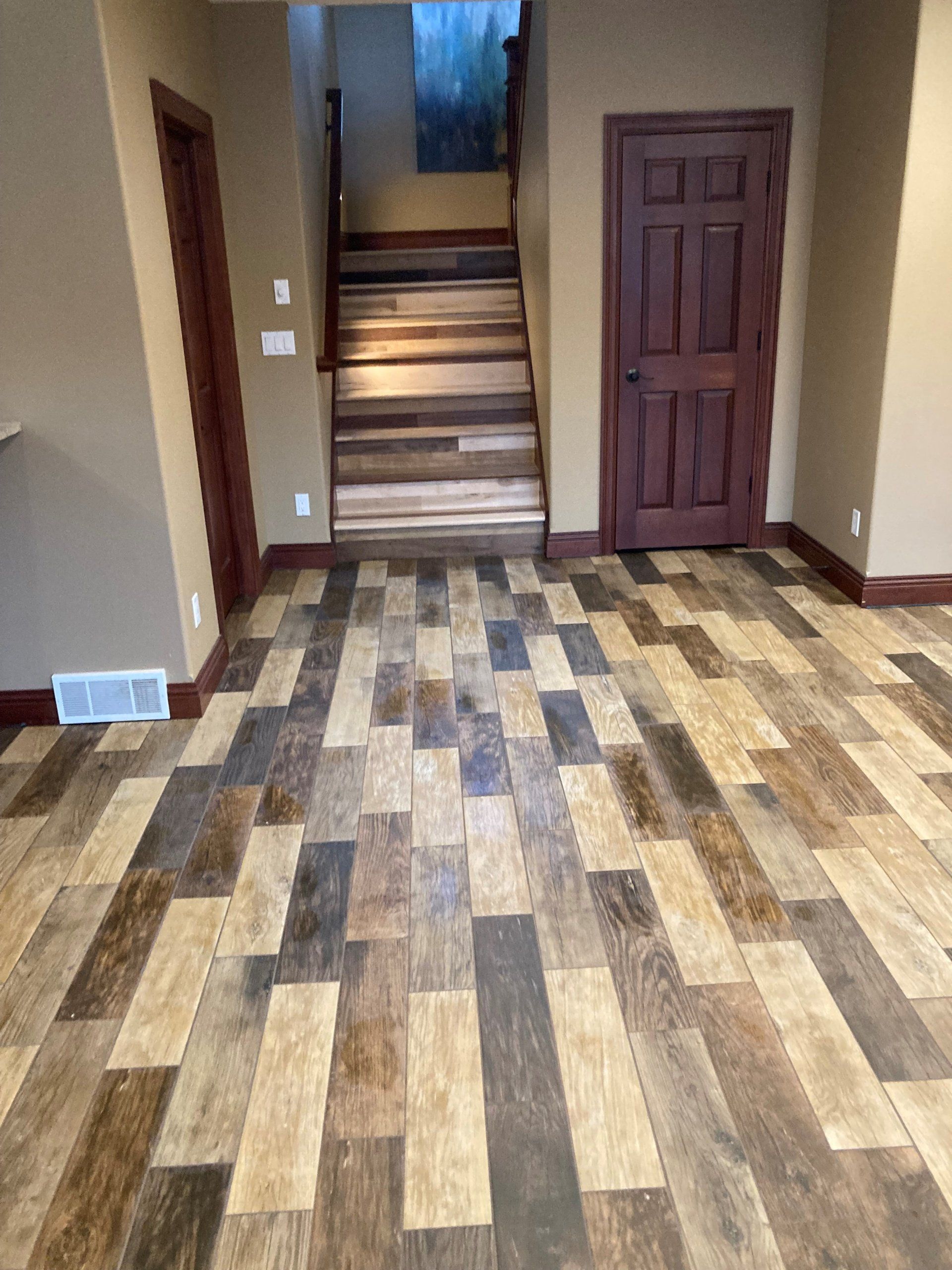 neutral colors wooden flooring with stairs