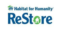 Habitat for Humanity logo: three blue figures under a green roof, with 