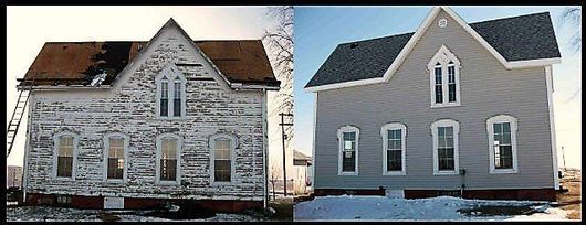 A picture of a house before and after being remodeled