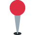 A red map pin icon with a silver base.