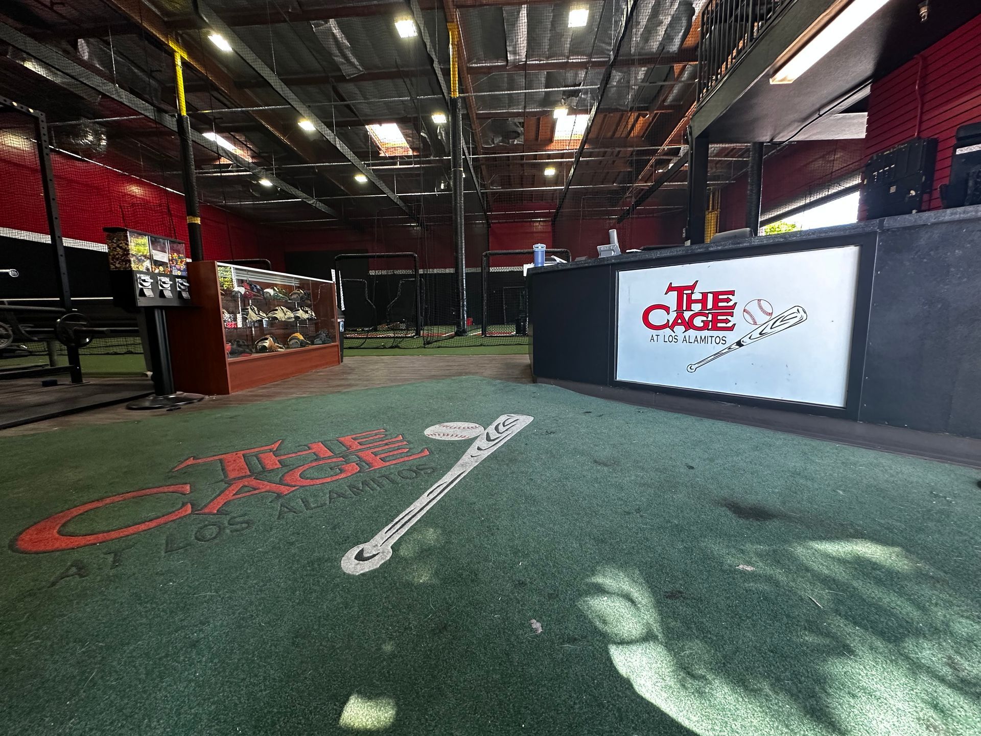 The inside of a gym with a wrench on the floor