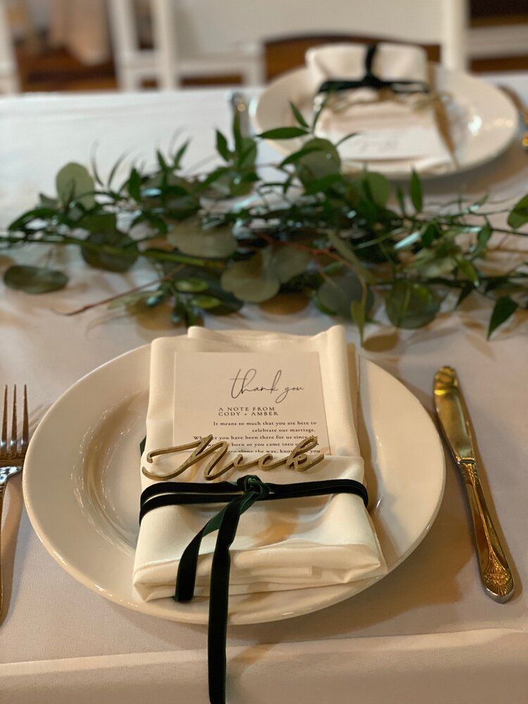 A white plate with a napkin on it is on a table.