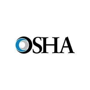 OSHA logo, black text and a blue and gray eye graphic.
