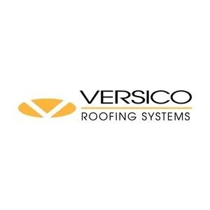 Logo for Versico Roofing Systems, featuring an orange stylized sun and black text.