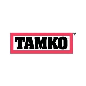 TAMKO logo in black text within a pink rectangle on a white background.