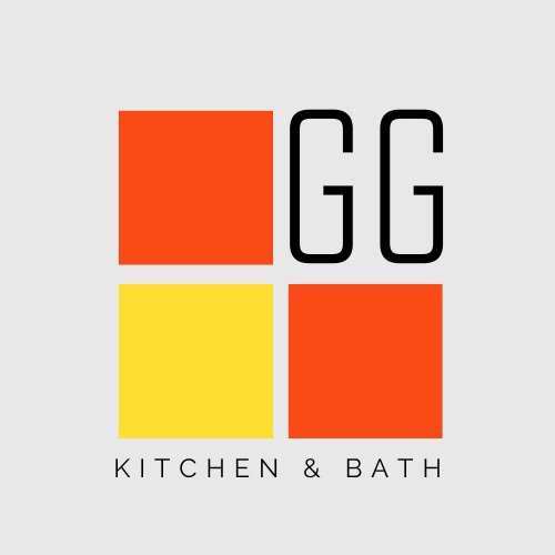GG Kitchen & Bath logo with orange and yellow square blocks