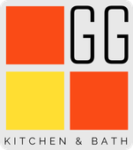 GG Kitchen & Bath logo with orange and yellow squares on a white background