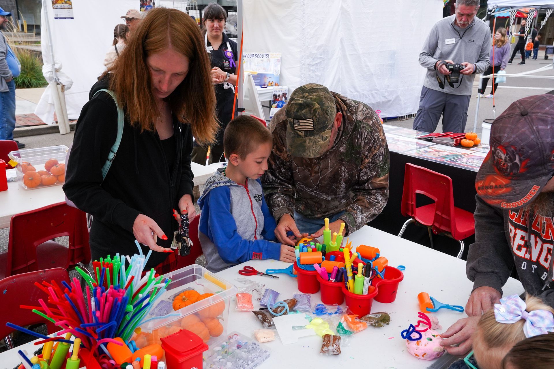 a kid doing crafts