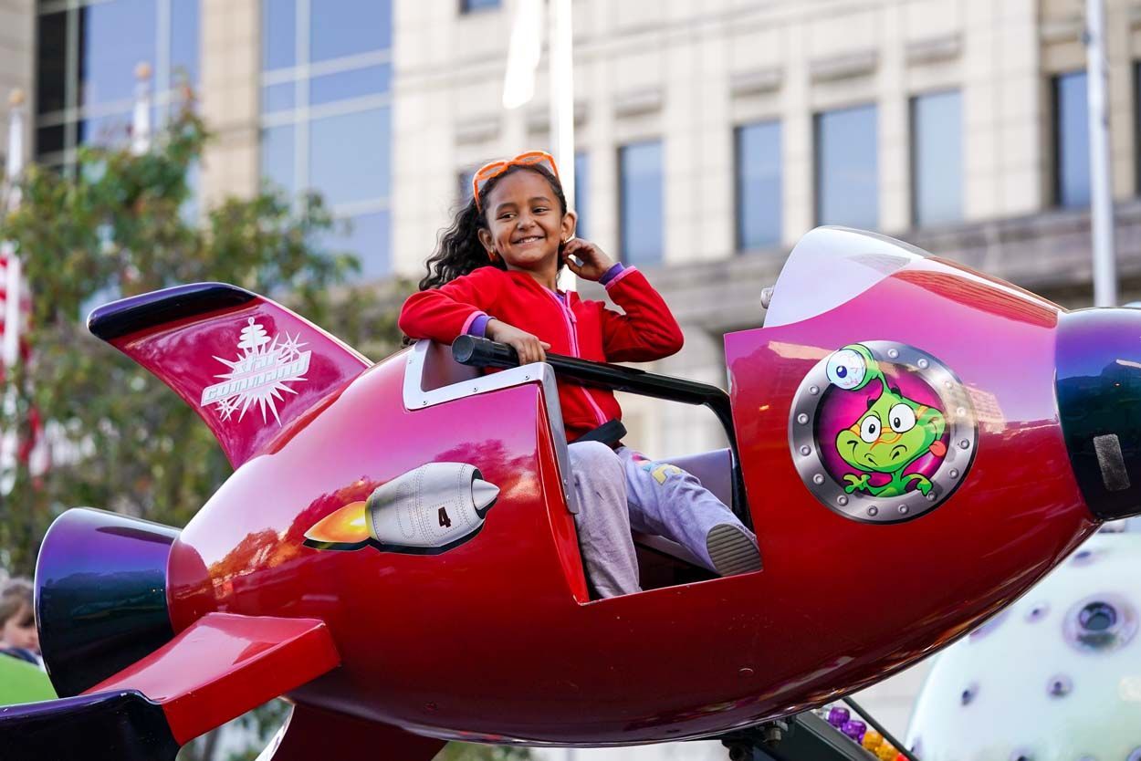 Girl in a plane ride