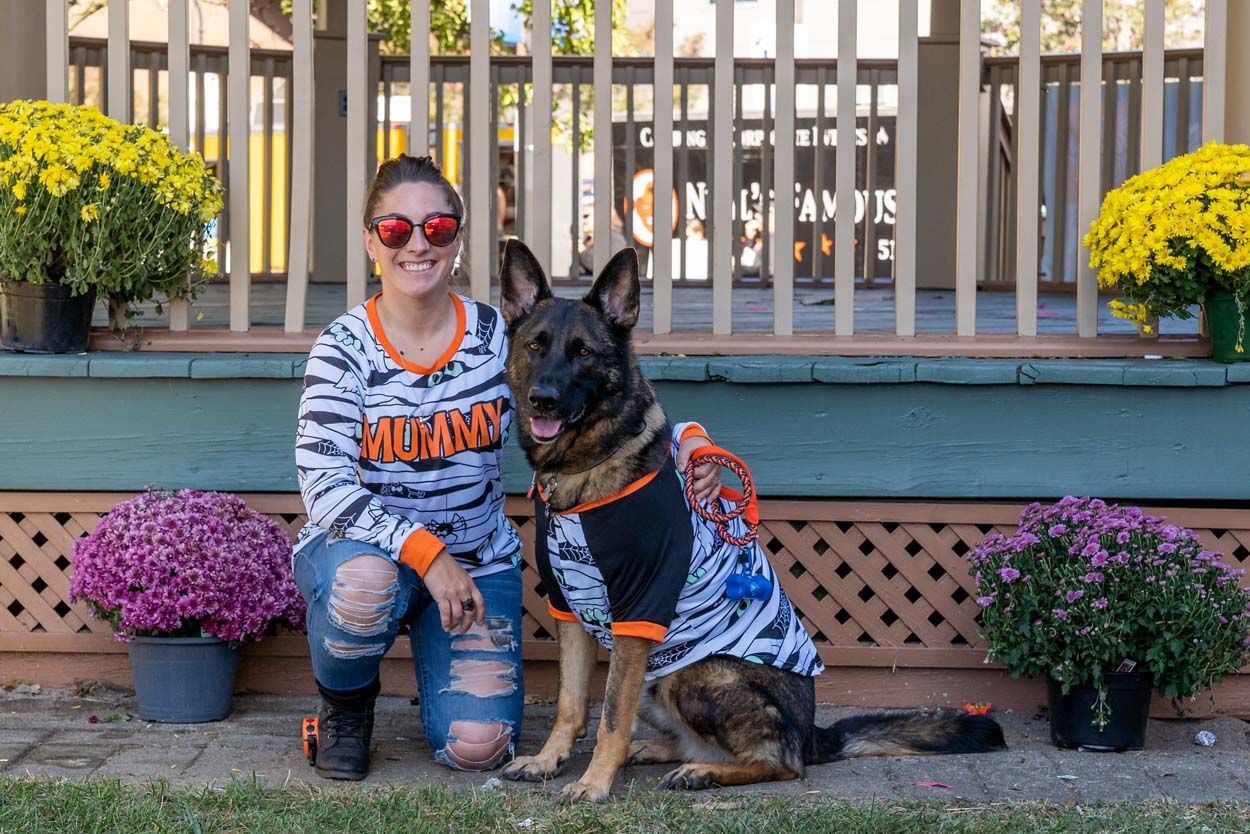 Woman and German Sheperd
