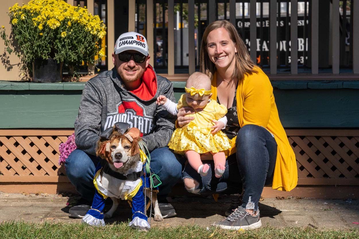 Couple with baby and a dog