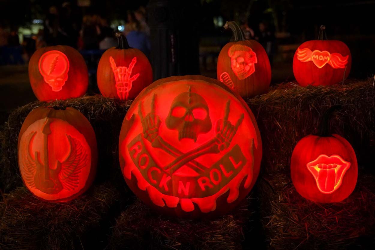 Lighted pumpkin with design